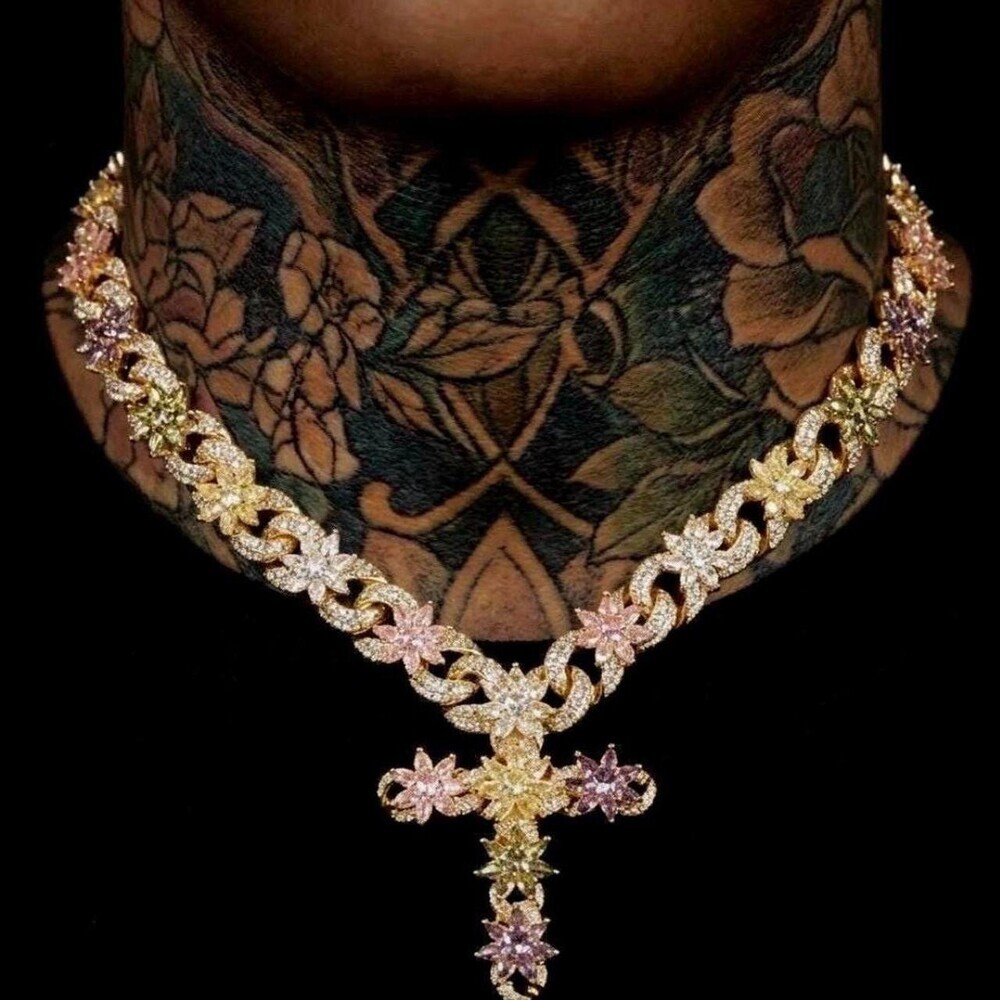 Multi Coloured Cross Necklace With E 8 C 9